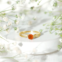 Orange Fire Opal Infinity Engagement Ring with Diamonds