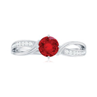 Solitaire Lab Created Ruby Infinity Engagement Ring with Diamonds