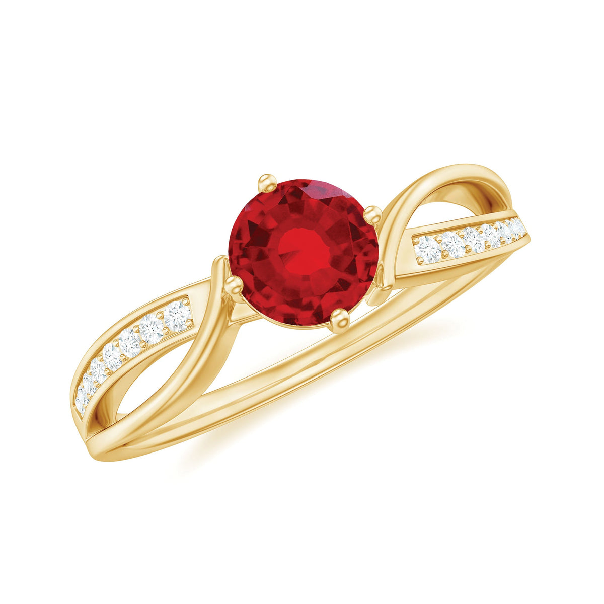Solitaire Lab Created Ruby Infinity Engagement Ring with Diamonds