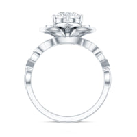 Nature Inspired Moissanite Flower Engagement Ring with Certificate