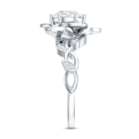 Nature Inspired Moissanite Flower Engagement Ring with Certificate