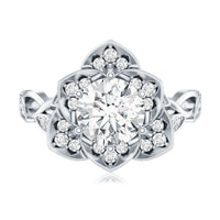 Nature Inspired Moissanite Flower Engagement Ring with Certificate