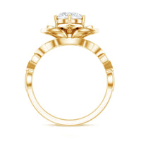 Nature Inspired Moissanite Flower Engagement Ring with Certificate