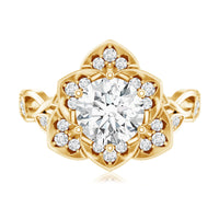 Nature Inspired Moissanite Flower Engagement Ring with Certificate