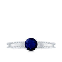 Certified 0.95 Carat Solitaire Blue Sapphire Birthstone Ring for Women
