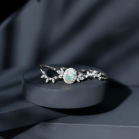 0.9 Carat Natural Certified Ethiopian Opal Engagement Ring Set of 3