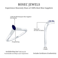 Natural Marquise Blue Sapphire Chevron Enhancer Ring with Diamond