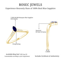 Natural Marquise Blue Sapphire Chevron Enhancer Ring with Diamond