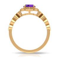 Solitaire Amethyst Engagement Ring with Diamond Accent