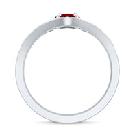 Simple Lab Created Ruby and Diamond Stackable Wedding Ring Set