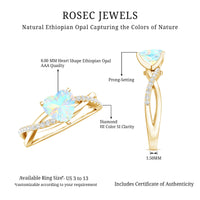Natural 2 Carat Ethiopian Opal Heart Shaped Engagement Ring With Certificate