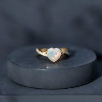 Natural 2 Carat Ethiopian Opal Heart Shaped Engagement Ring With Certificate