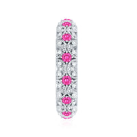 Vintage Inspired Lab Grown Pink Sapphire and Diamond Wedding Band