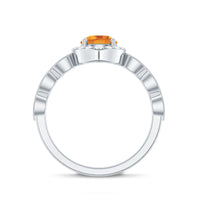 Vintage Inspired 7mm Citrine Engagement Ring with Diamond Halo