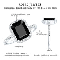 Emerald Cut 1.8 Carat Black Onyx and Diamond Engagement Ring