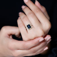 Emerald Cut 1.8 Carat Black Onyx and Diamond Engagement Ring
