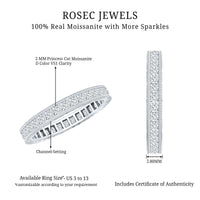 Channel Set Princess Cut Moissanite Eternity Band Ring
