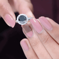 Certified 2 Carat Lab Grown Black and White Diamond Engagement Ring with Halo