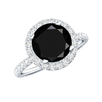 Certified 2 Carat Lab Grown Black and White Diamond Engagement Ring with Halo