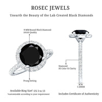 Certified 2 Carat Lab Grown Black and White Diamond Engagement Ring with Halo