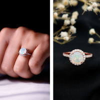Certified Genuine 2 Carat Ethiopian Opal Engagement Ring with Halo