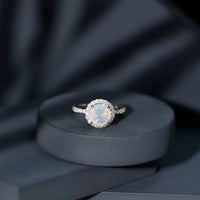 Certified Genuine 2 Carat Ethiopian Opal Engagement Ring with Halo