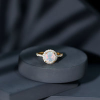 Certified Genuine 2 Carat Ethiopian Opal Engagement Ring with Halo