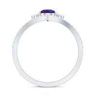 Pear Amethyst and Diamond Designer Ring