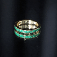 Real Emerald Princess Cut Half Eternity Ring