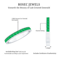 Real Emerald Princess Cut Half Eternity Ring