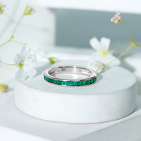Real Emerald Princess Cut Half Eternity Ring