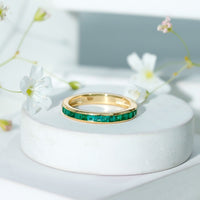 Real Emerald Princess Cut Half Eternity Ring