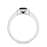 8mm Round Shape Black Onyx Solitaire Ring in Bezel Setting