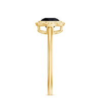 8mm Round Shape Black Onyx Solitaire Ring in Bezel Setting