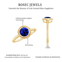 Certified 1 Carat Lab Grown Blue Sapphire Promise Ring in Bezel Set