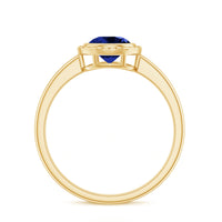 Certified 1 Carat Lab Grown Blue Sapphire Promise Ring in Bezel Set