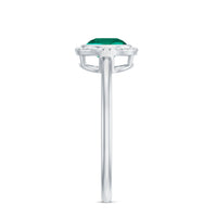 Certified 6 mm Lab Grown Emerald Solitaire Engagement Ring in Bezel Setting