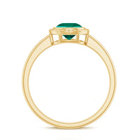 Certified 6 mm Lab Grown Emerald Solitaire Engagement Ring in Bezel Setting