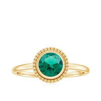 Certified 6 mm Lab Grown Emerald Solitaire Engagement Ring in Bezel Setting