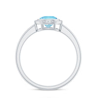 0.8 Carat Bezel Set Round Aquamarine Solitaire Promise Ring