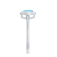 0.8 Carat Bezel Set Round Aquamarine Solitaire Promise Ring