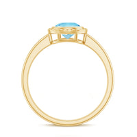 0.8 Carat Bezel Set Round Aquamarine Solitaire Promise Ring