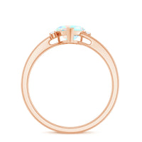 Genuine 6mm Ethiopian Opal Diamond Heart Shaped Promise Ring with Bypass Shank