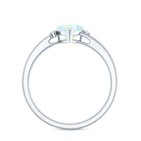 Genuine 6mm Ethiopian Opal Diamond Heart Shaped Promise Ring with Bypass Shank