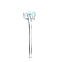 Genuine 6mm Ethiopian Opal Diamond Heart Shaped Promise Ring with Bypass Shank