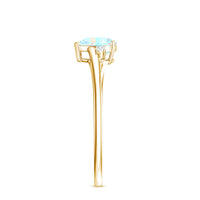 Genuine 6mm Ethiopian Opal Diamond Heart Shaped Promise Ring with Bypass Shank