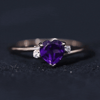 Natural 0.9 Carat Amethyst Heart Engagement Ring with Moissanite