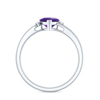 Natural 0.9 Carat Amethyst Heart Engagement Ring with Moissanite
