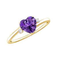 Natural 0.9 Carat Amethyst Heart Engagement Ring with Moissanite