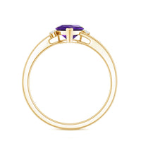 Natural 0.9 Carat Amethyst Heart Engagement Ring with Moissanite
